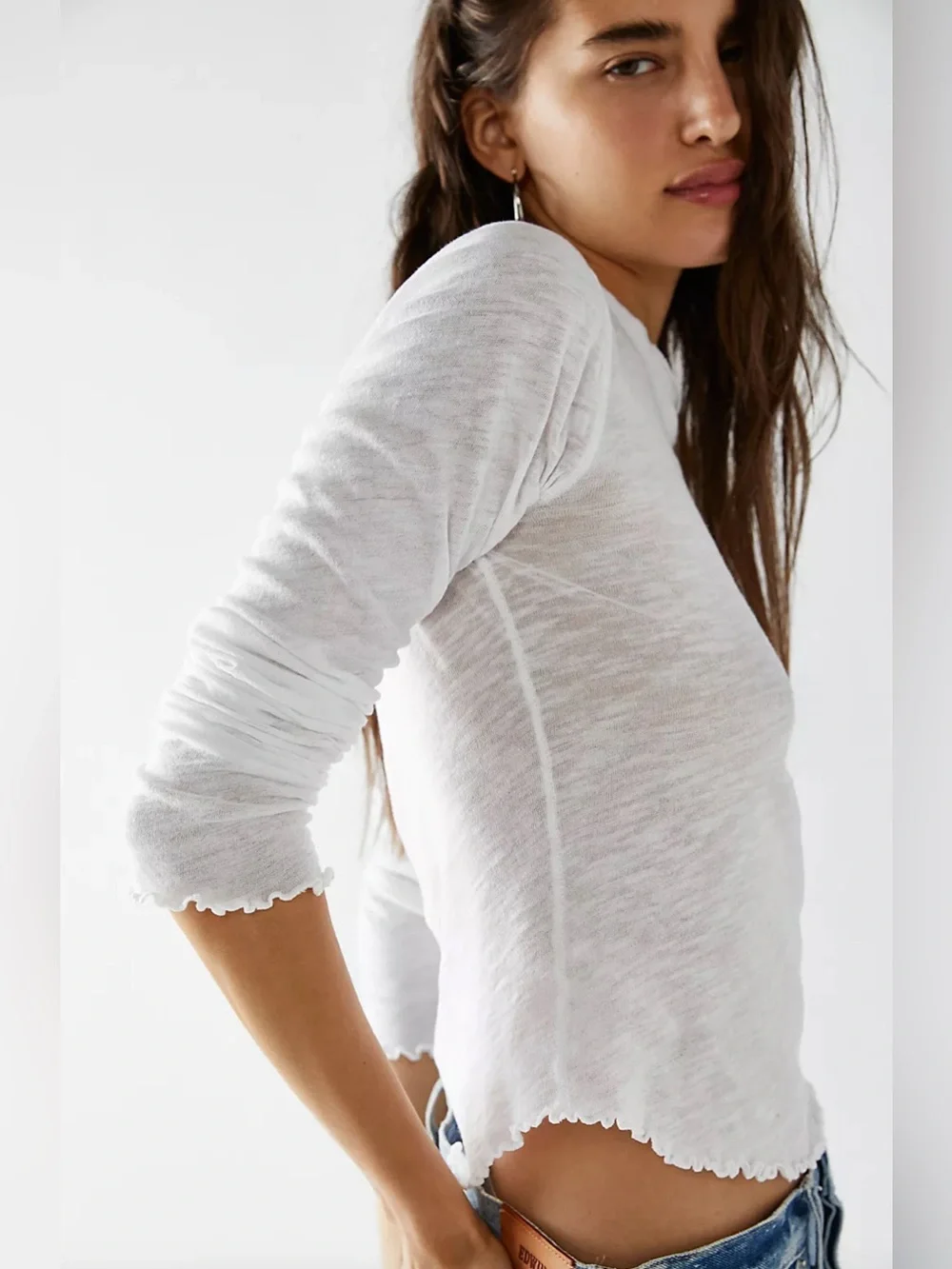 We the Free x Free People Be My Baby Long Sleeve Top in White New